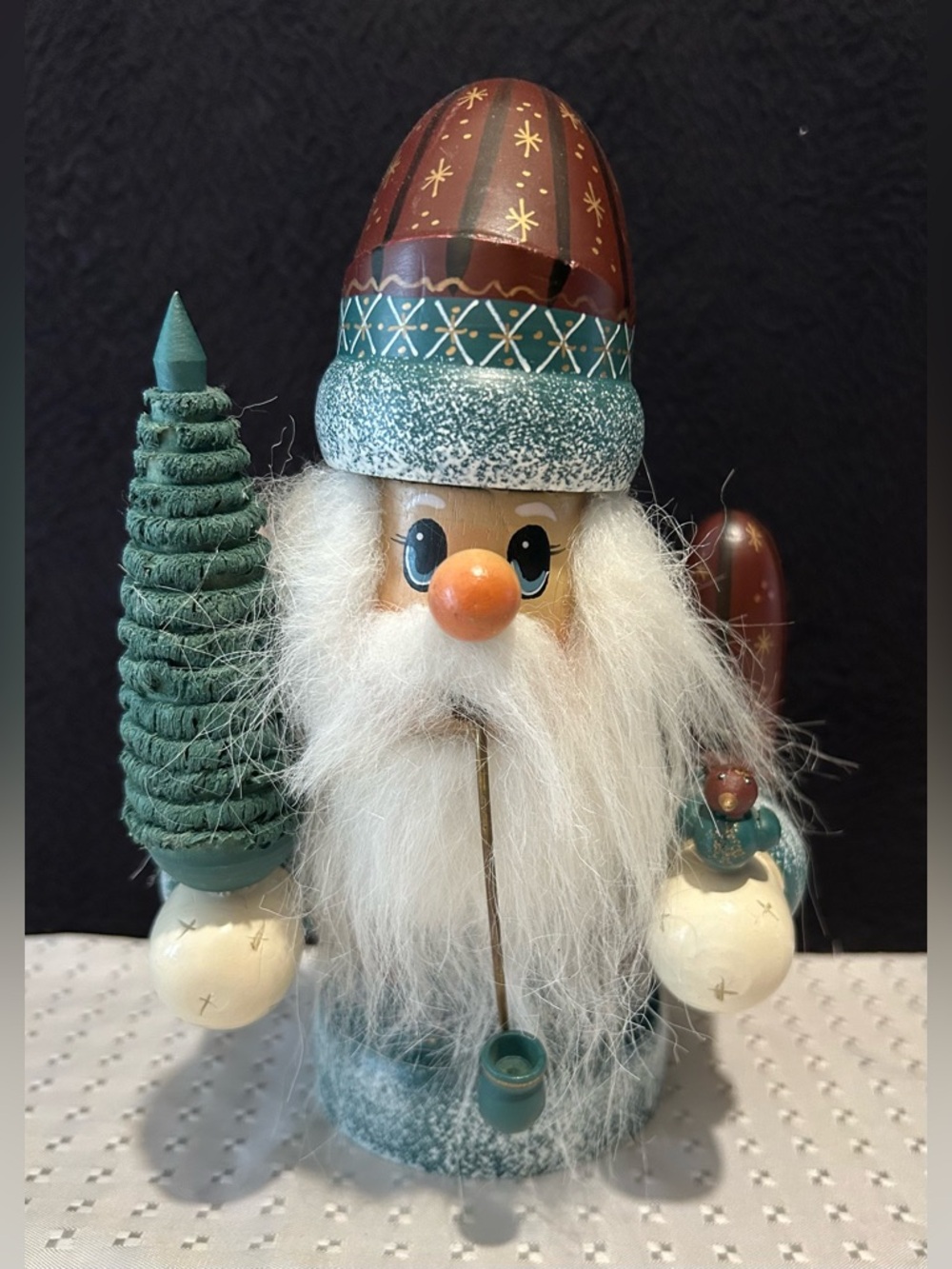 1998 Zims Old World Santa Wooden Incense Smoker Figurine Christmas Decor Vintage